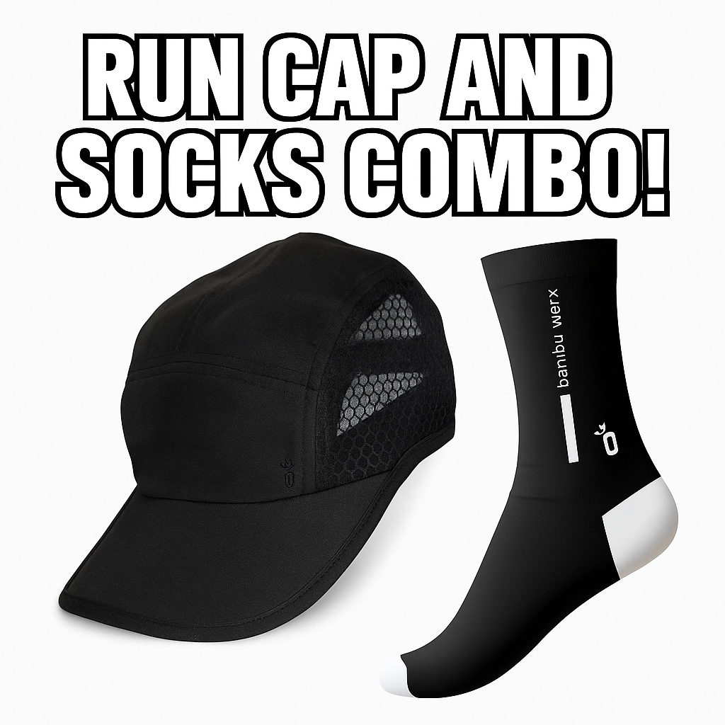 Run Cap & Performance Socks Combo Bambū Werx Black S/M