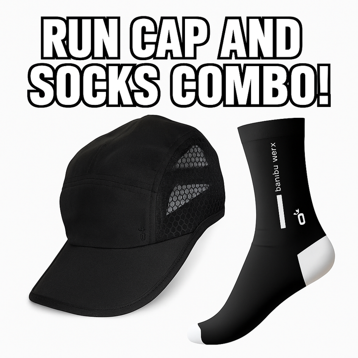Run Cap & Performance Socks Combo Bambū Werx Black S/M