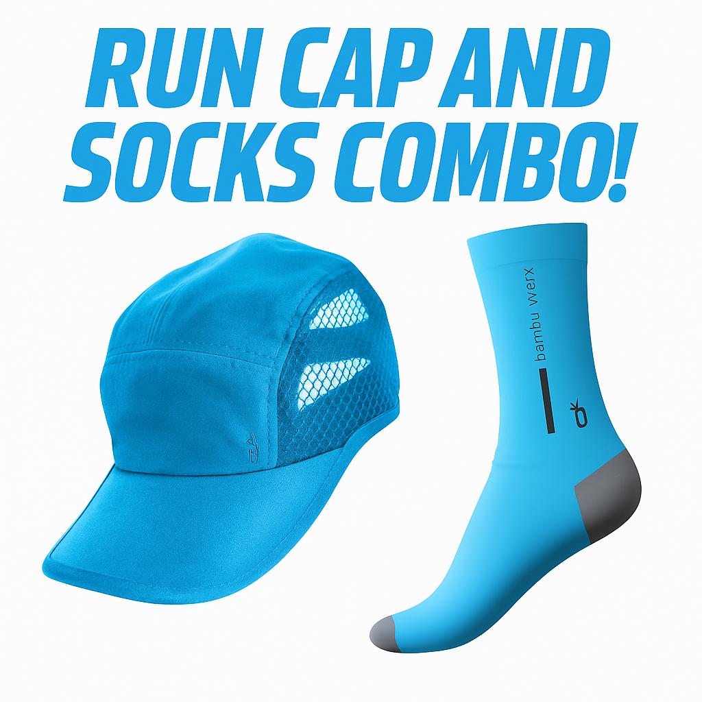 Run Cap & Performance Socks Combo Bambū Werx Blue S/M
