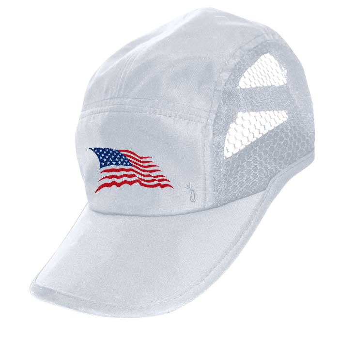 US Flag Run Cap (New!!) Headware Bambū Werx White