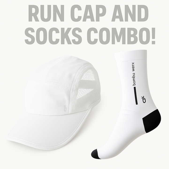 Run Cap & Performance Socks Combo Bambū Werx White S/M